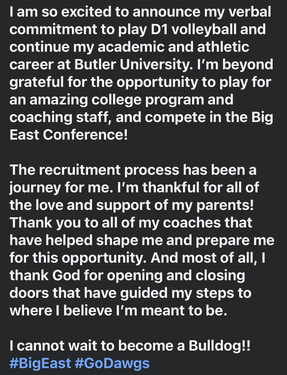 Let’s G🏐‼️

Thank you Coach  <a href="/KyleShondell/">Kyle Shondell</a> for this opportunity! Can’t wait to play for you <a href="/ButlerVB/">Butler Volleyball</a>

<a href="/WA_Wildcats/">Whitefield Athletics</a> <a href="/MAVAvolleyball/">MAVA Volleyball</a> #BigEast