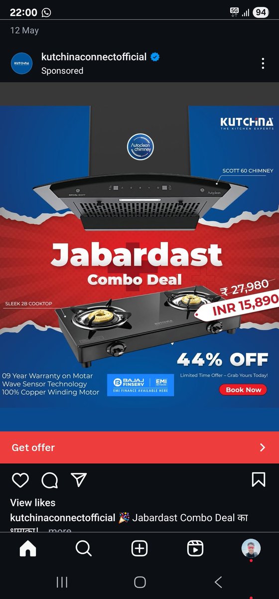 Captrohitpriyad's tweet image. Is the offer limited to few cities only as I purchased the same model chimney today but kutchina distributor informed that the offer is not there as he has no information regarding this
@kutchinadotcom @Kutchinaconnect @Kutchina