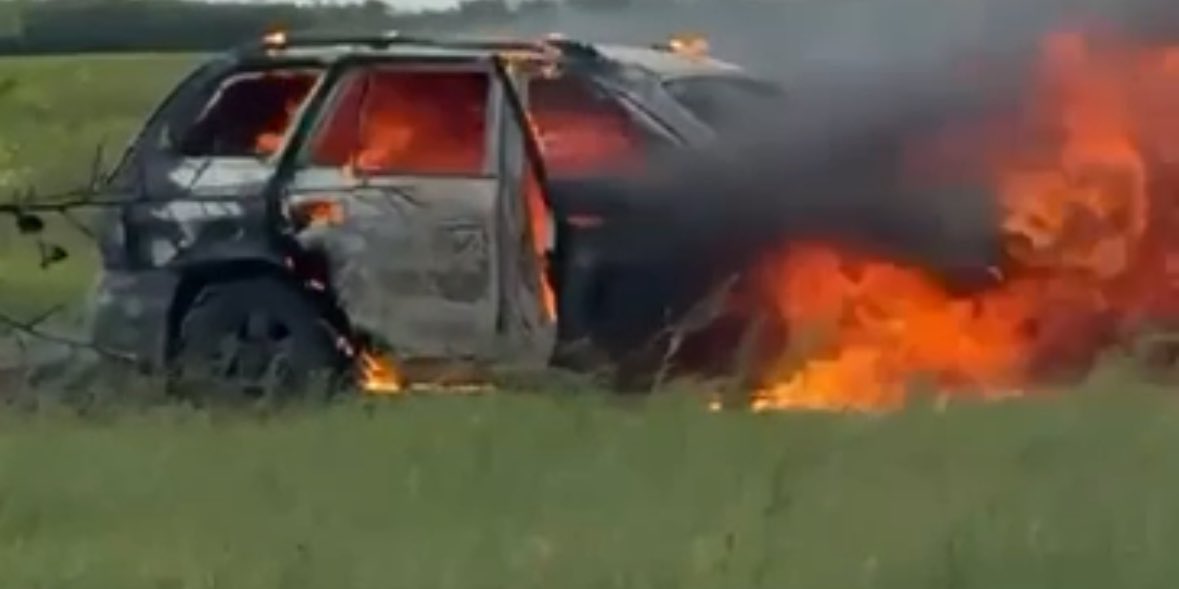 My one unit car got hit by fpv.
All alive.. BUT car gone, all equipment gone, everything gone.. burned down

but at least all alive- that is most important !! 

Rest are just items.. and we will help them to get all back!