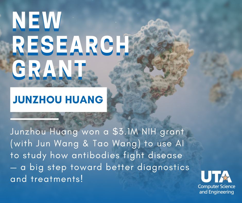 cseuta's tweet image. 🧠😷 Harnessing AI to fight immune diseases! Professor Junzhou Huang has earned a $963K share of a $3.1M NIH R01 grant to develop AI models that decode antibody-antigen interactions from massive sequencing data.

Collab w/ NYU + UT Southwestern.
🔗tinyurl.com/5yfkaxbx