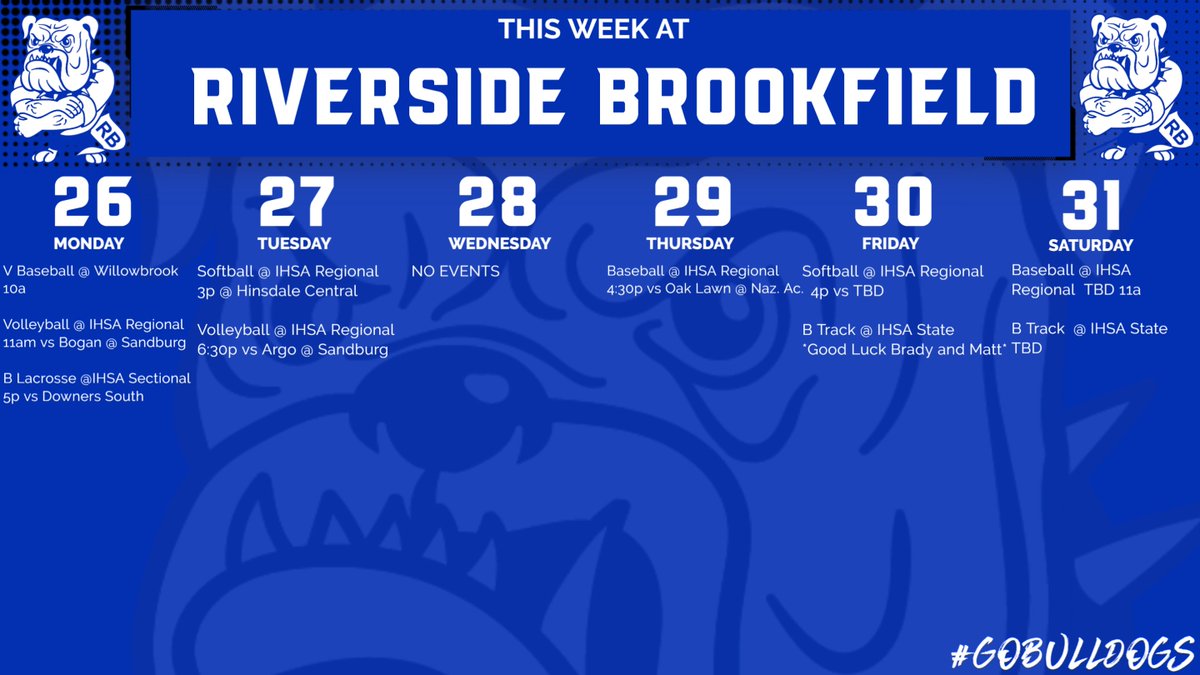 Here is your Weekly Sports Update for the Bulldogs!!!  Come on out and catch some of the playoff action this week!  GO BULLDOGS!!!
