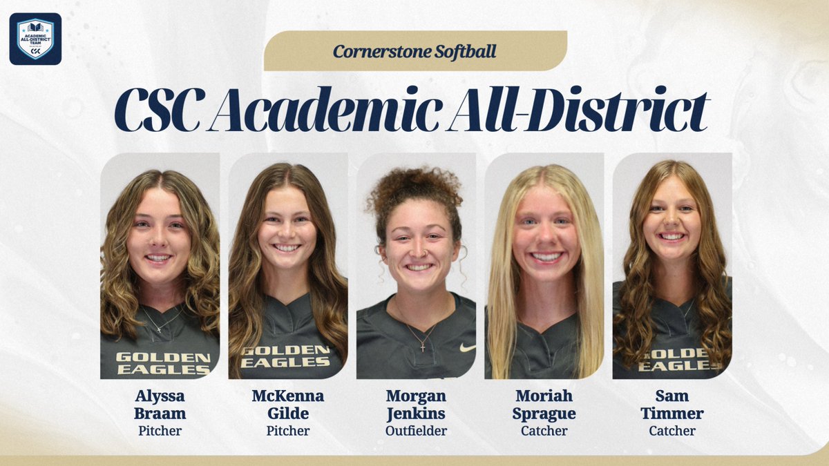 Cornerstone Athletics (@cuathletics) on Twitter photo Five <a href="/CornerstoneU/">CornerstoneU</a> Softball athletes earn CSC Academic All-District honors.
cugoldeneagles.com/news/2025/5/27…
#TogetherweSOAR Five <a href="/CornerstoneU/">CornerstoneU</a> Softball athletes earn CSC Academic All-District honors.
cugoldeneagles.com/news/2025/5/27…
#TogetherweSOAR