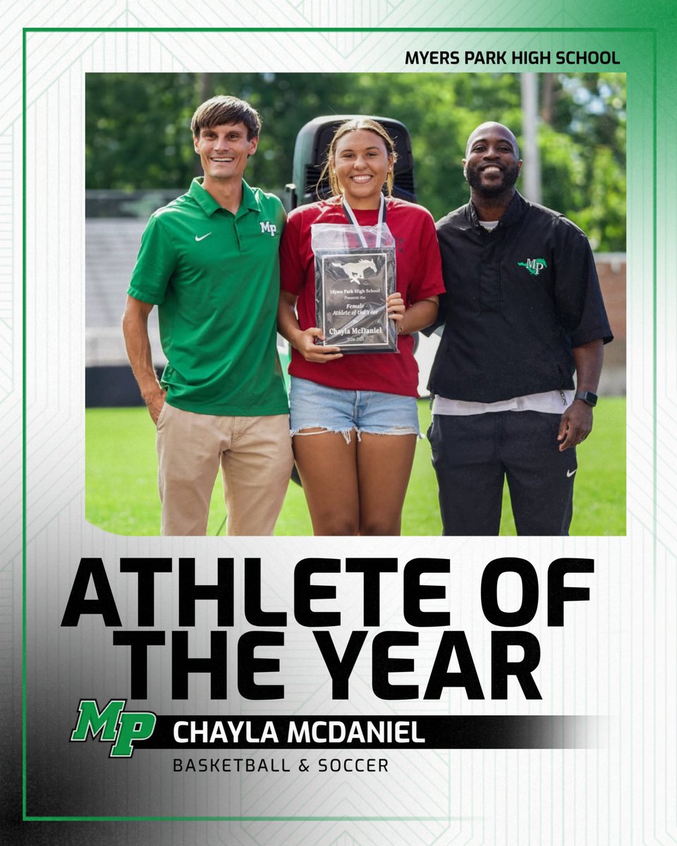 Myers Park 2024-2025 Female Athlete of Year is our very own Chayla McDaniel 💚 

Congratulations Chay! This is well deserved.