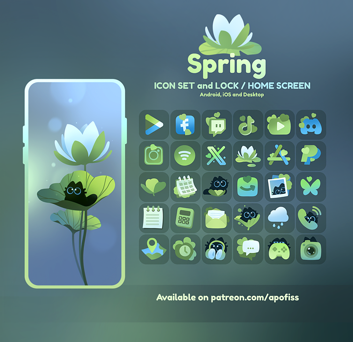 Spring Icon Set, my first icon set, has a major update! Now comes with 46 icons in total!☘️Available, both, on Patreön and Kofi... Links in bio! ^o^