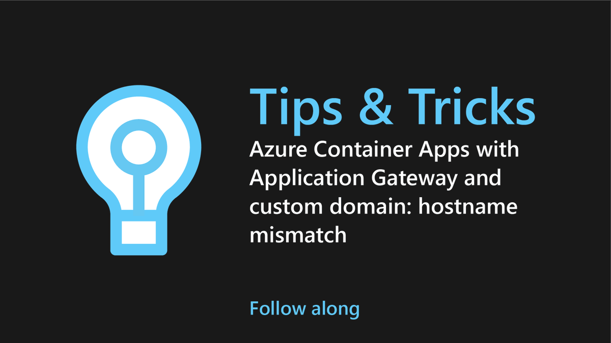 Set up Azure Container Apps with Application Gateway and custom domains! 🌐 Fix hostname mismatches for smooth microservices and #AzureDevOps. Add custom domains to both, override backend settings, and deploy securely. Check the blog for pro tips! 📖 msft.it/6014SjtLq