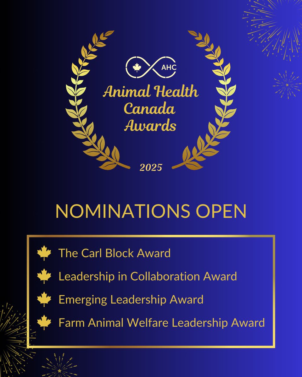 AHC_SAC's tweet photo. 📣 Nominations are OPEN!

Know someone making a difference in farmed animal health and welfare in Canada?

🏅 Winners will be celebrated at the 2025 AHC Forum in Ottawa
📅 Deadline: August 8, 2025

Help us spotlight leadership and innovation: https://t.co/Nnq1MEG1sA https://t.co/C52YhZG4xg