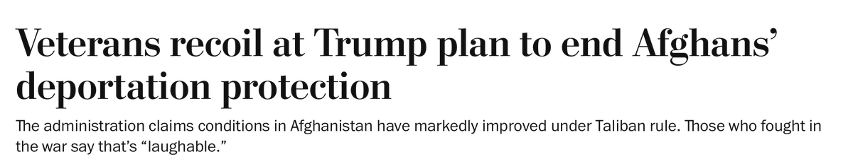 Ending protections for Afghan allies who supported our mission is a betrayal of our values. We made a promise to stand by them, now we must keep it. That’s why I lead the bill to ensure we honor that commitment.

washingtonpost.com/national-secur…