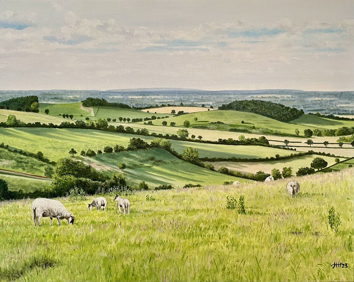 Painted two years ago on my holiday. My painting of Shropshire hills 🎨 #Shropshire #ShropshireHills #England #landscape #oilpainting #art #artistsonx