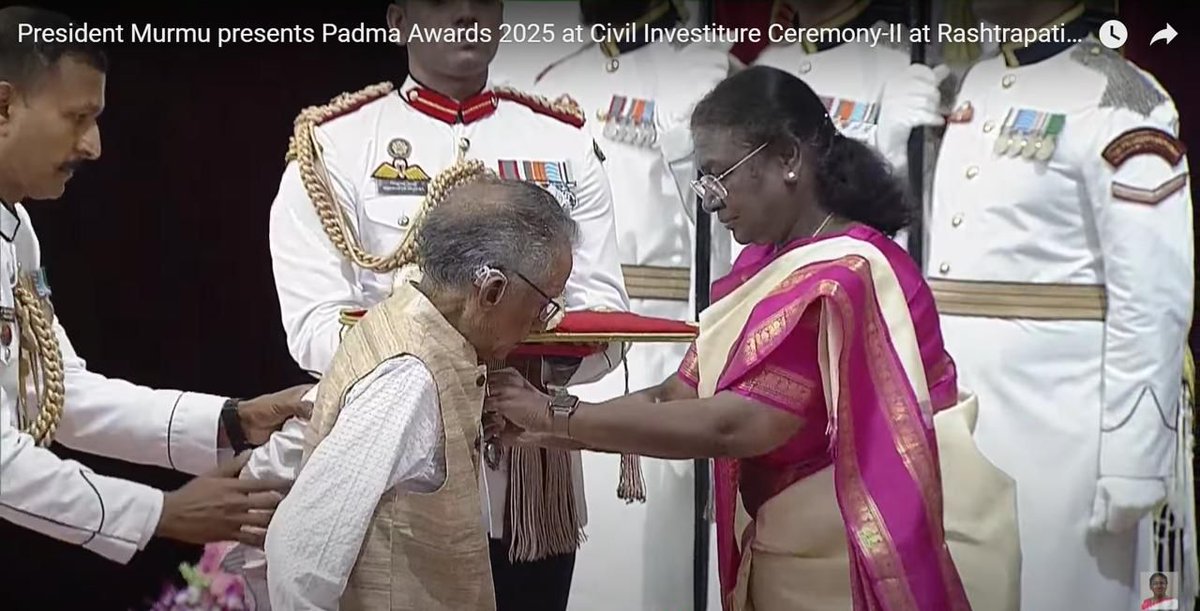 TIES_INDIA's tweet image. Proud moment for @TIES_INDIA  ... Our leading lights of the Indian Econometric Society, Dr K L Krishna and Dr V R Panchamukhi, are receiving Padma awards today from the Honourable President of India.