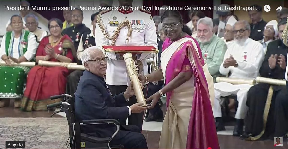 TIES_INDIA's tweet image. Proud moment for @TIES_INDIA  ... Our leading lights of the Indian Econometric Society, Dr K L Krishna and Dr V R Panchamukhi, are receiving Padma awards today from the Honourable President of India.