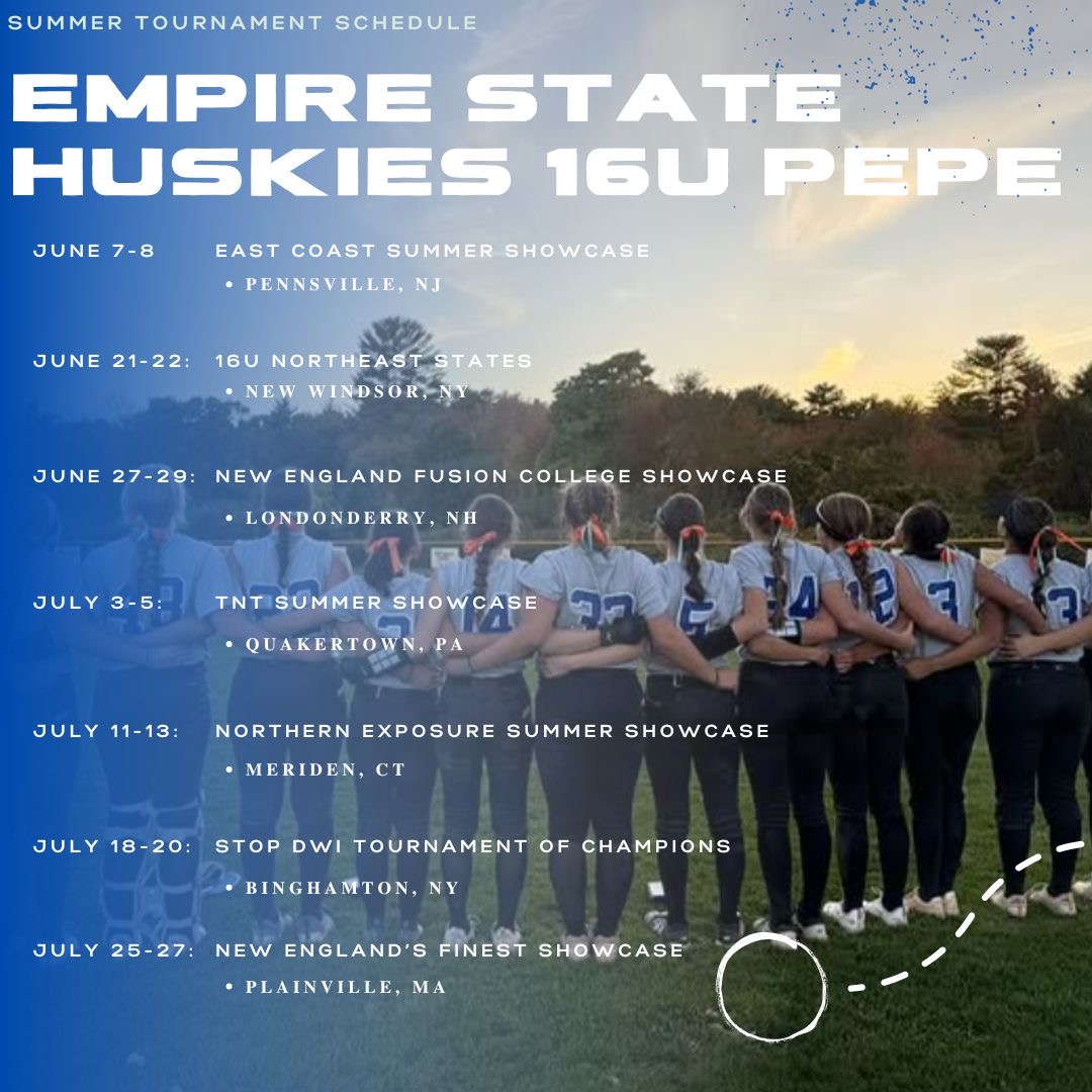Summer ball is almost here and we’re READY! Empire State Huskies 16U Pepe are locked in and excited to hit the road for our summer tournament schedule! Let’s make some noise! <a href="/eshuskies/">huskies</a>
#HuskiesHeatUp #SummerSeason  #FastpitchReady