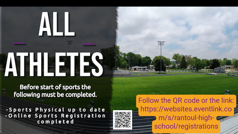 It is time to register for Rantoul Athletics for the 2025-26 season.   Click on the QR Code or go to websites.eventlink.com/s/rantoul-high…