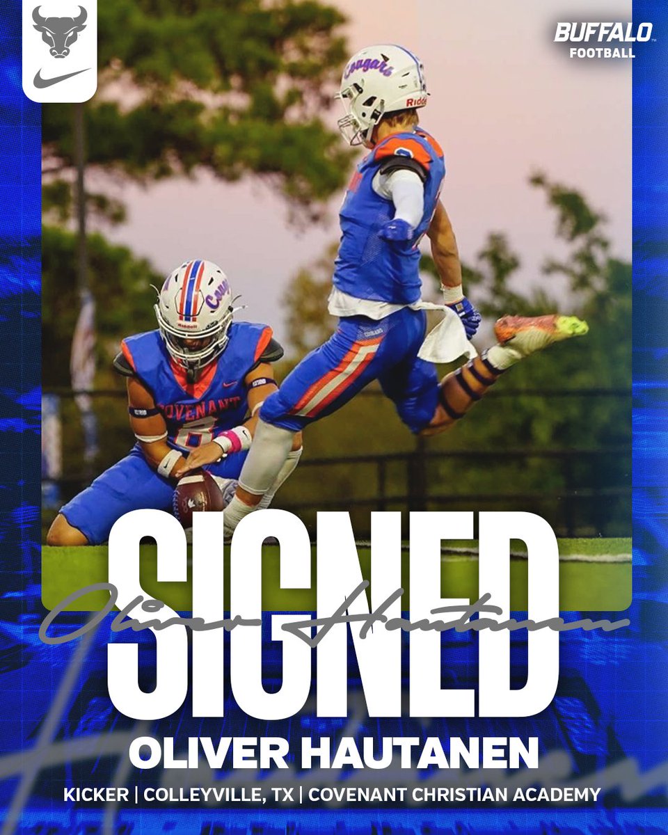 𝑺𝒊𝒈𝒏𝒆𝒅 ✍️

Welcome to Buffalo, <a href="/ollie_h_11/">Oliver Hautanen (5⭐️kicker)</a>!

#UBhornsUP🤘| #BullMarket📈