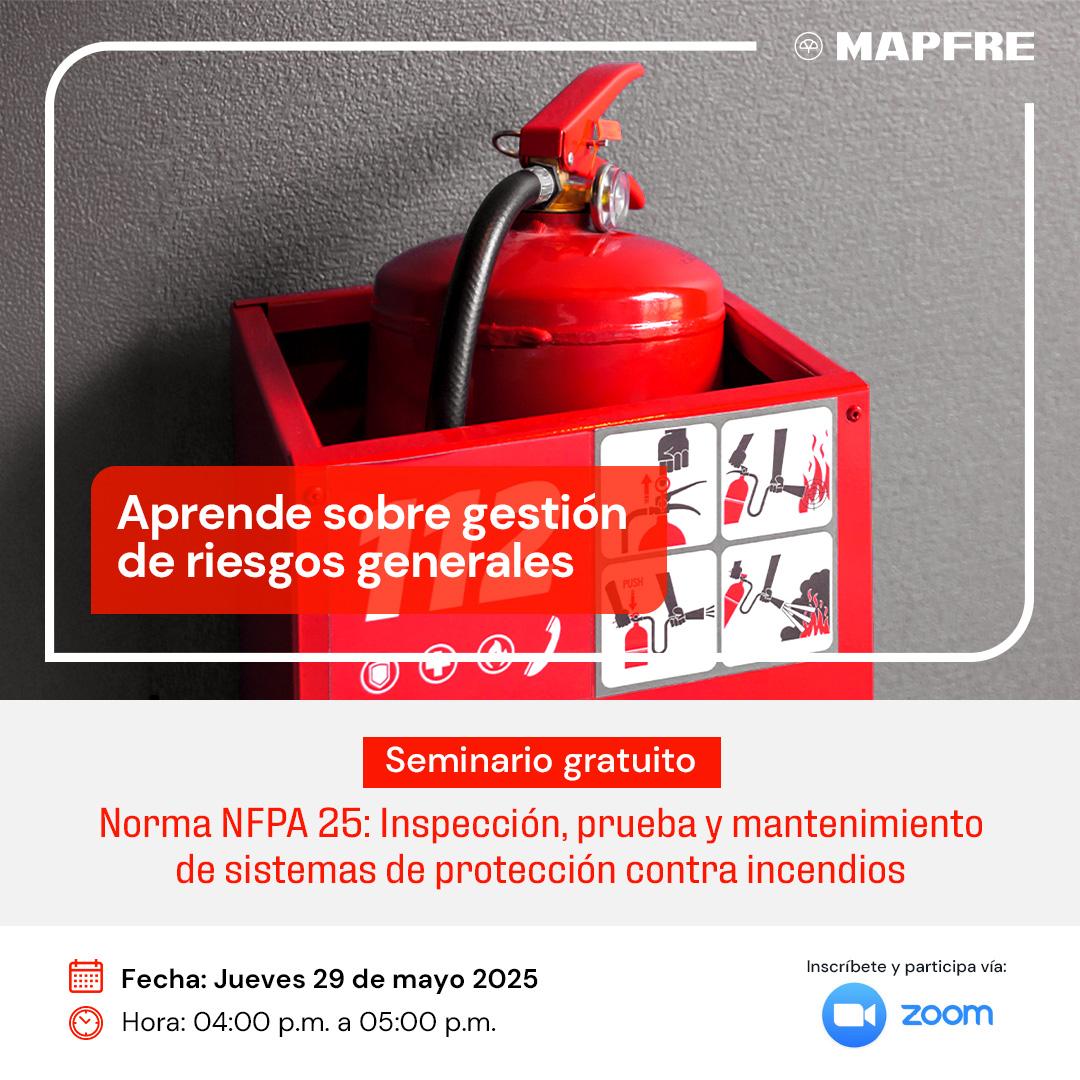 🔥 Domina la inspección y mantenimiento de sistemas de protección contra incendios a base de agua. Asegura la seguridad y funcionalidad de tus instalaciones en nuestro próximo webinar. 📌 bit.ly/4jNonOp
🗓️ Jueves 29
🕓 4:00 p.m.

#MAPFRE #CuidamosLoQueTeImporta