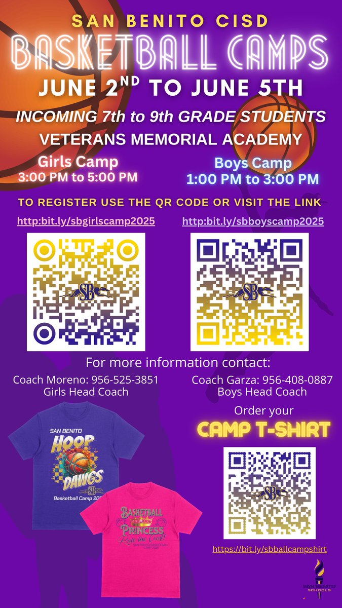 SanBball's tweet photo. Please sign up your student/athlete.  Camp is next week.  We begin on June 2nd.  FREE for all our SBCISD students. https://t.co/pL7XnpH7g5