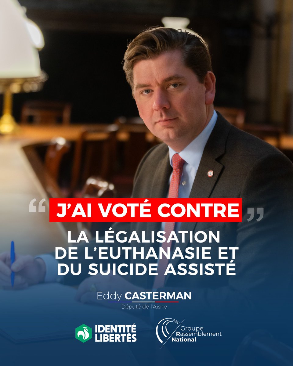 EddyCasterman's tweet image. 🛑 J’ai voté contre la légalisation de l’euthanasie et du suicide assisté.

Derrière ce texte, on devine une pente dangereuse : celle où l’on propose la mort comme seule réponse à la détresse. C’est inacceptable, notamment dans nos territoires où l’accès aux soins palliatifs est