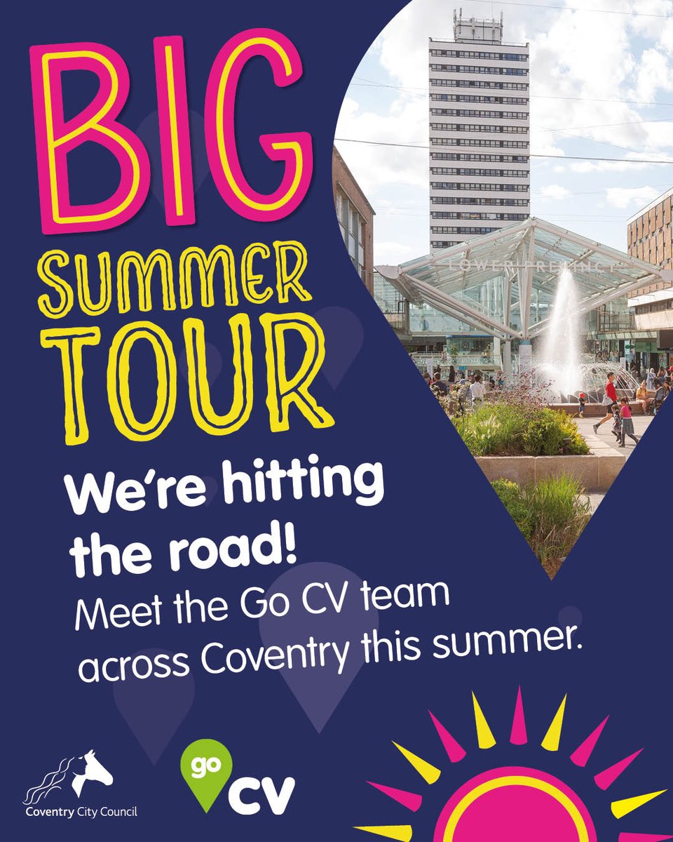 Go CV (@gocvcard) on Twitter photo Go CV is on a tour bringing you fun, freebies, and fantastic local offers! ๐
๐ <a href="/WestOrchardsCov/">West Orchards Coventry</a>
๐๏ธ Wed 28 May
๐ Lower Precinct
๐๏ธ Thurs 29 May
๐ 10am โ 3pm
Come meet the <a href="/GoCVcard/">Go CV</a> team and tell us your views!
๐ Find out where weโre heading next!
<a href="/CovCityCentre/">Coventry City Centre</a> Go CV is on a tour bringing you fun, freebies, and fantastic local offers! ๐
๐ <a href="/WestOrchardsCov/">West Orchards Coventry</a>
๐๏ธ Wed 28 May
๐ Lower Precinct
๐๏ธ Thurs 29 May
๐ 10am โ 3pm
Come meet the <a href="/GoCVcard/">Go CV</a> team and tell us your views!
๐ Find out where weโre heading next!
<a href="/CovCityCentre/">Coventry City Centre</a>