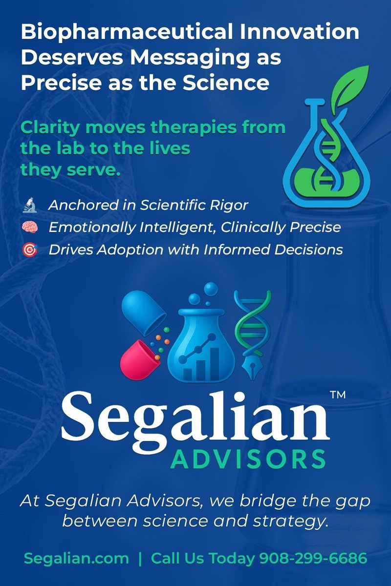 Segalian's tweet image. The molecule may change the disease, but the message changes minds. And that’s where the team at Segalian Advisors comes in. 🧬🧪🗣️