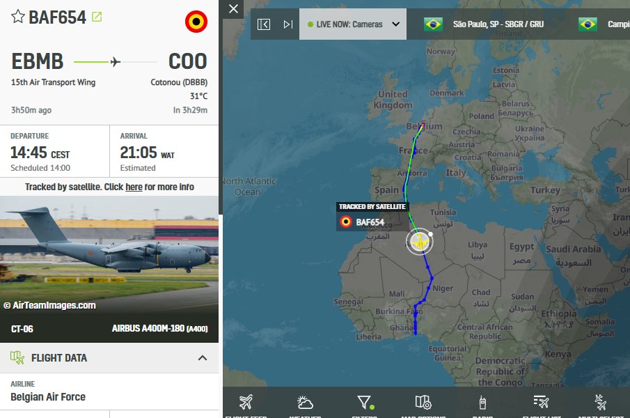 5472_nde's tweet photo. BAF654 #BelgianAF A400m hading for #Benin. 1636z #ADSB from @AirNavRadar https://t.co/0QbojbTYA2