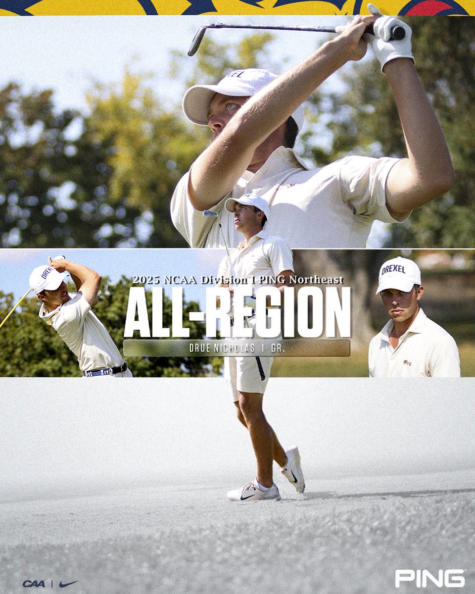 DrexelGolf's tweet image. Drue Nicholas has been named to a 2025 NCAA D1 PING All-Region Team. ⛳️🔐

#FearTheDragon 🐉