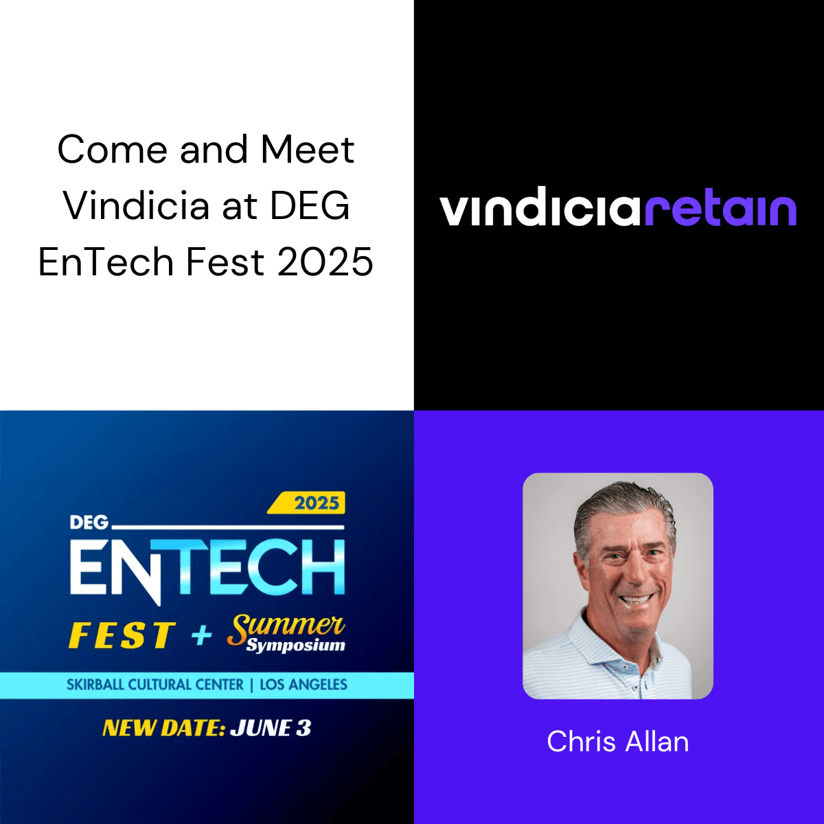 🚀 Power up your #subscription #revenue at DEG EnTech 2025!
Meet Chris Allan on June 3 in LA to learn how #VindiciaRetain recovers up to 50% of failed payments, reduces churn &amp; enhance #subscriber satisfaction.
📅 Book a meeting → drift.me/callan8/meeting
#AL #DEG #DigitalMedia