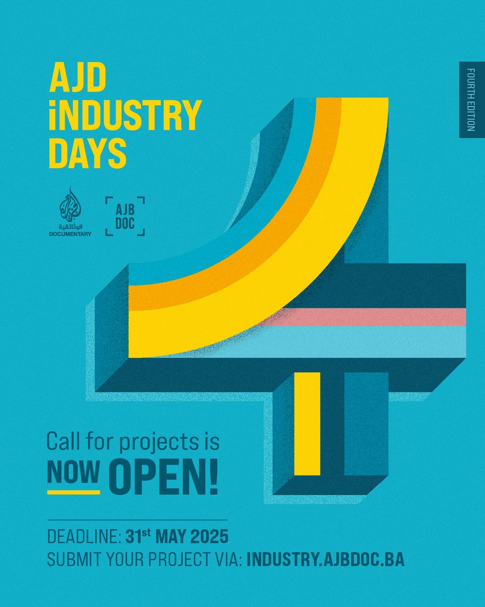 DocsBcnPro's tweet image. Submit your project to the @AlJazeera Industry Days — until May 31st!
For Producers/Filmmakers from SEE, MENA, the Caucasus and Central Asia, or projects related to one of the four regions. Final films must be TV or feature length.
Submissions at industry.ajbdoc.ba