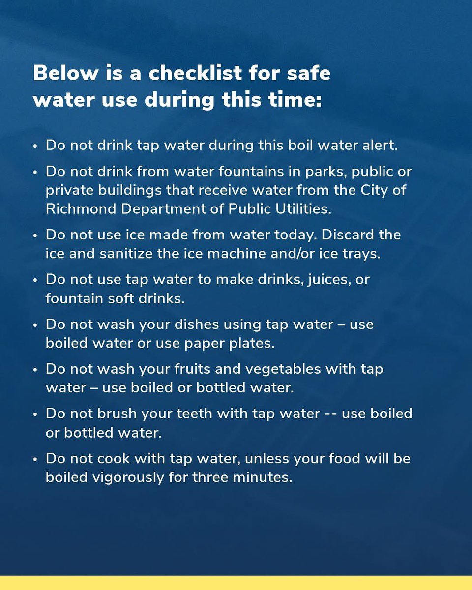 VDEM's tweet image. The city of Richmond has issued a boil water advisory for some neighborhoods. For more information, please visit: go.rva.gov/water-0527