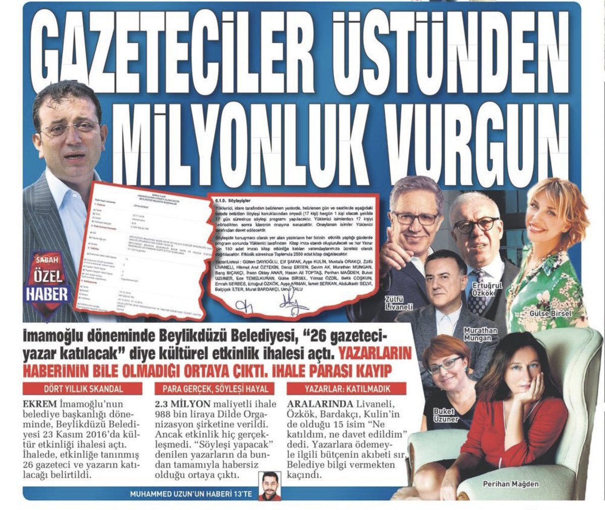 3-) "DİLDE EĞİTİM SPOR  ORGANİZASYON VE TANITIM HİZMETLERİ TİCARET LİMİTED" isimli şirketin adı başka bir yolsuzlukta geçiyor.

 Ekrem İmamoğlu'nun Beylikdüzü Belediye Başkanı olduğu dönemde 26 yazarın konuşma yaptığı ileri sürülen hayali bir söyleşi ihalesi yapılıyor ve bugünün