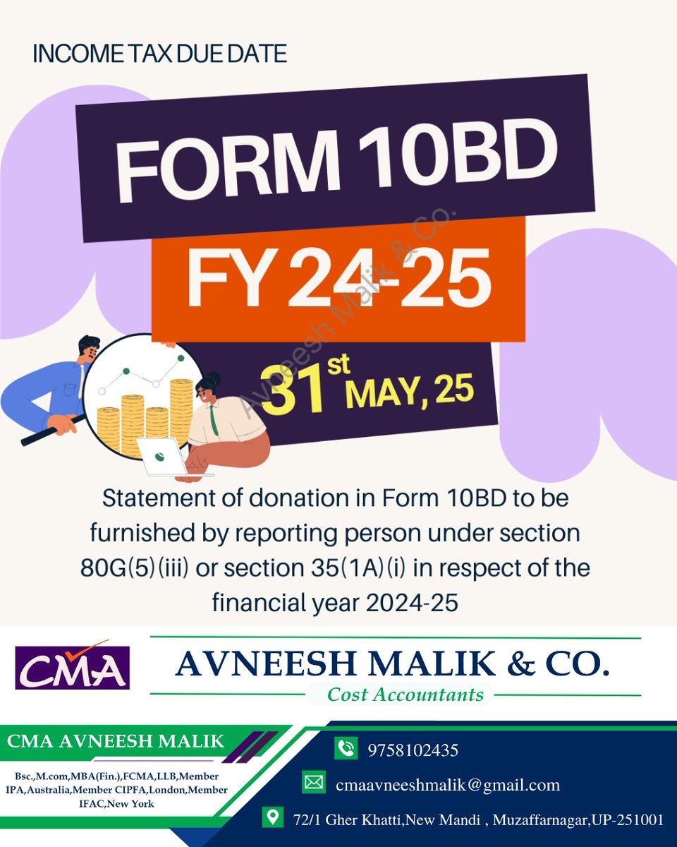 malikavneesh's tweet photo. Form 10BD #Form10BD
#DonationCompliance
#IncomeTaxCompliance
#CharitableTrusts
#NGOCompliance
#TaxExemptionIndia
#DonationsReporting
#Form10BDFiling
#Section80G
#CSRCompliance https://t.co/HutnDr2TPX