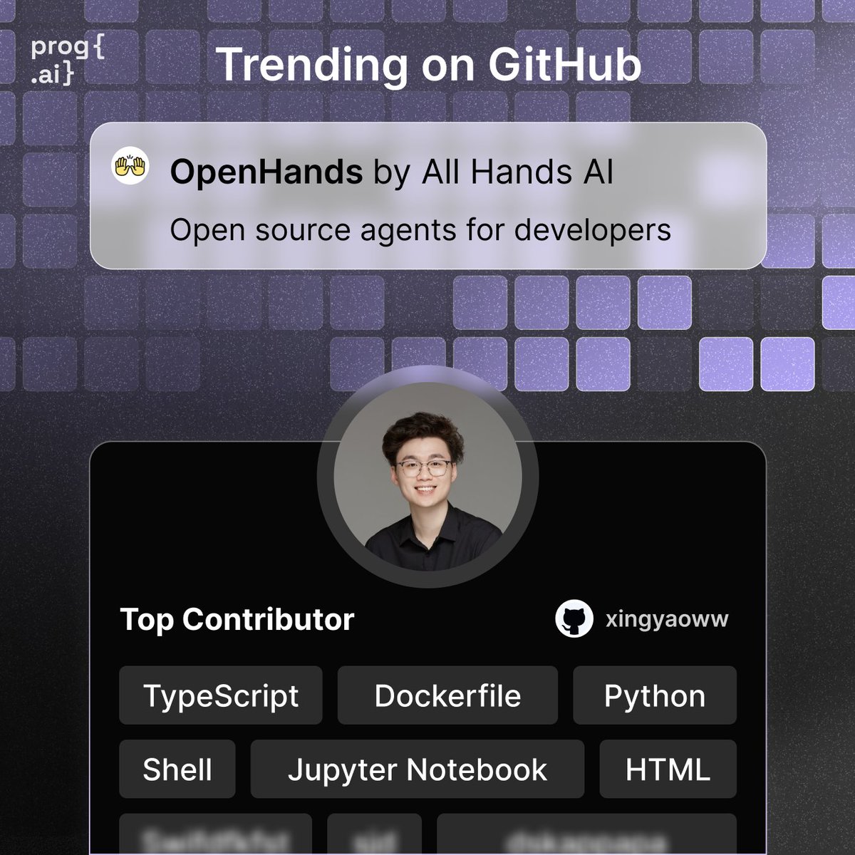 getprogai's tweet image. Trending on GitHub lately: @allhands_ai 


OpenHands agents can do anything a human developer can: modify code, run commands, browse the web, call APIs.

Top contributor and co-founder: @xingyaow_