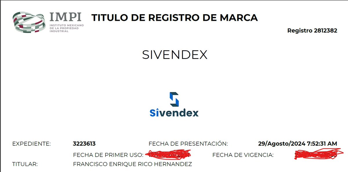 sivendex's tweet photo. Ya contamos con nuestro registro de Marca. https://t.co/bUM5oejqm0
