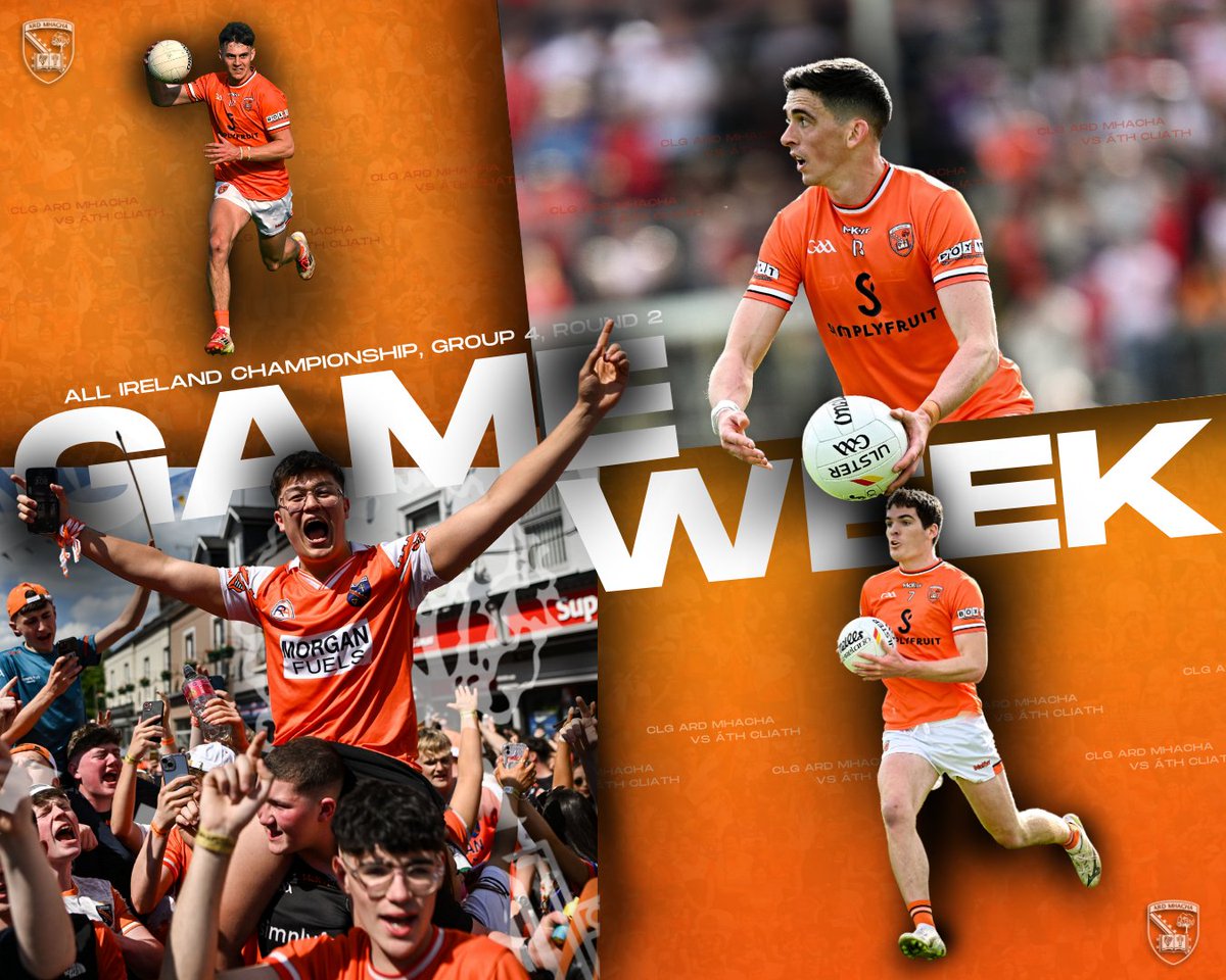 Armagh_GAA's tweet photo. IT'S GAME WEEK!!

We travel to The Capital this week to take on the Dubs on their home turf!

🏆 All Ireland Series | Group 4, Rnd 2
🆚 Áth Cliath
🗓️ Sun 1 June
⏰ 4pm
🎟️ https://t.co/HxJn2W8DnL

#ArdMhachaAbú #BringTheOrange https://t.co/xnlBgOGSED