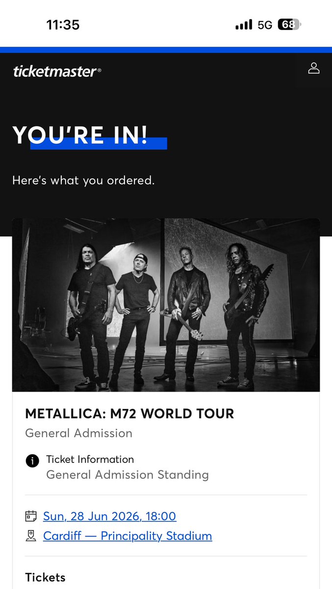 SlipknotDanny's tweet photo. Hell freakin yes!! Managed to get ticket to see @Metallica in Cardiff👌 first time they will play in Cardiff since 1996 https://t.co/YhCoRy64hw