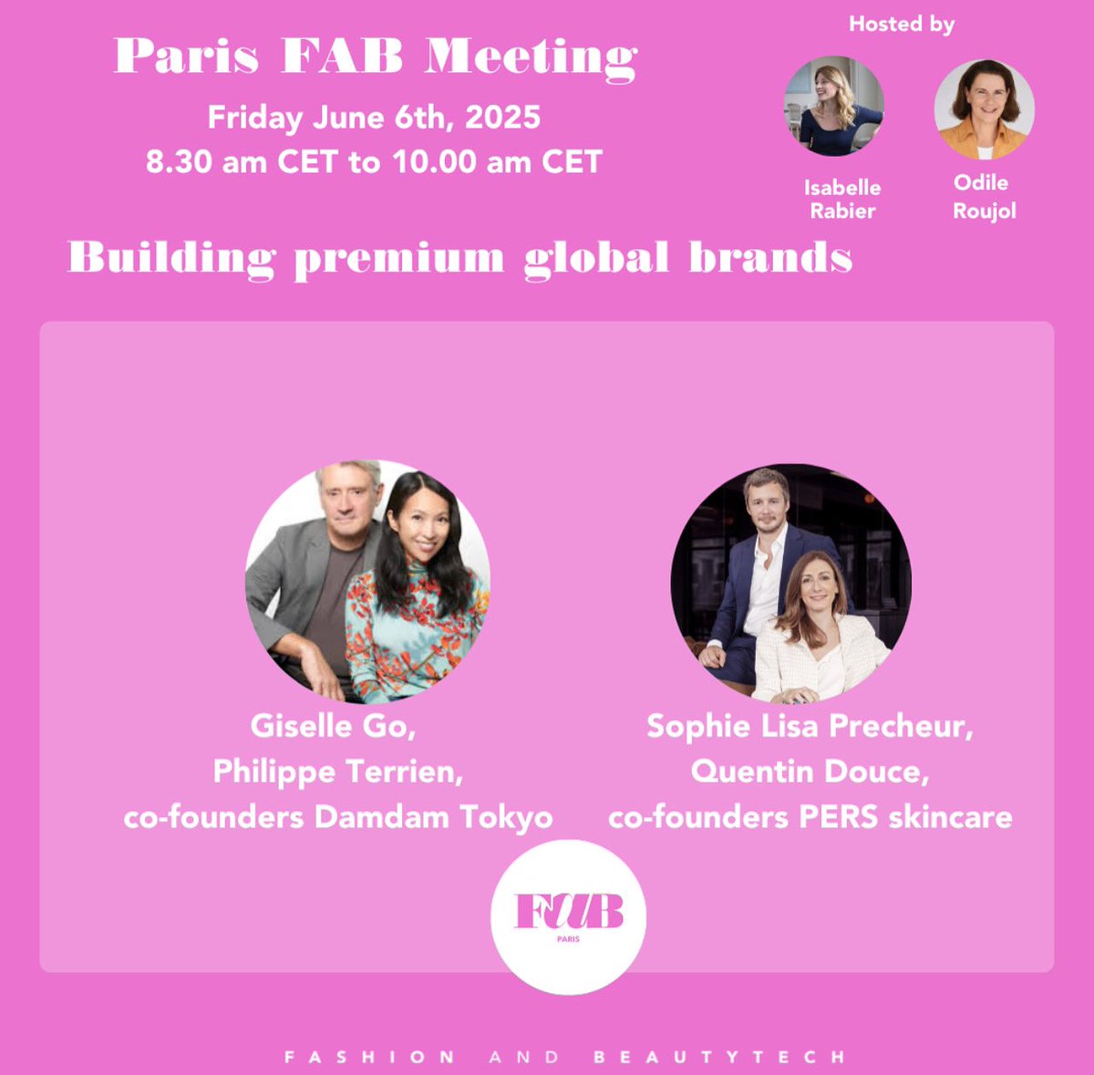 Meet the founders building premium global brands. FaB Paris, the founders of <a href="/damdamtokyo/">DAMDAM</a> #japanesebeauty now @ Sephora 🇺🇸, and PERS skincare 🇫🇷✨. A meeting co-hosted by <a href="/Odile_Roujol/">Odile Roujol</a> and <a href="/IsabelleRabier/">Isabelle Rabier</a> ( sold out! Count on us to share the takeaway)