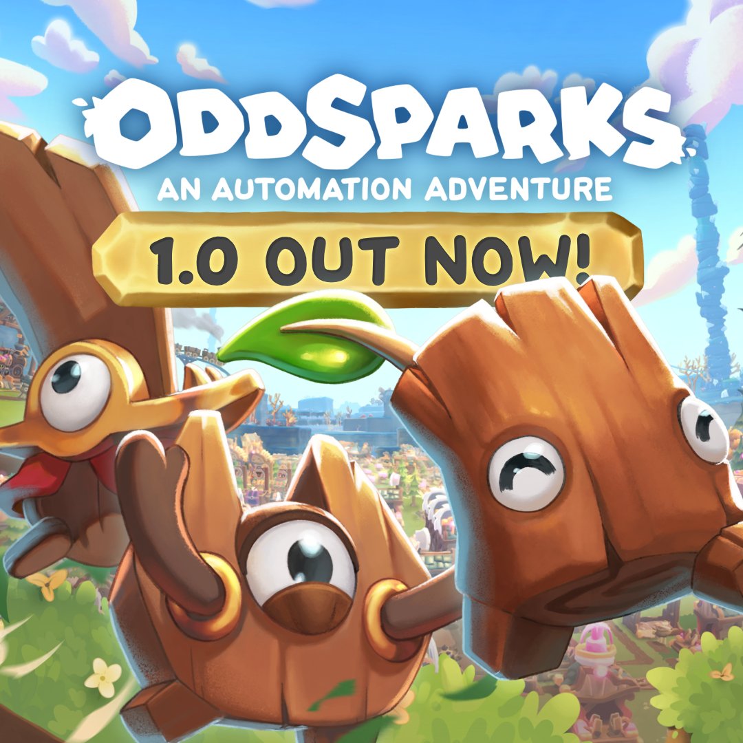 It’s out there! ✨⚙ Oddsparks 1.0 is now available! ⚙✨

What's new: store.steampowered.com/news/app/18178…

Go grab a copy while on sale: on Steam, Epic, GOG, PS5, Xbox, and Amazon Luna!
👉 linkin.bio/massiveminiteam

#Oddsparks #gamingNews #gamesförderung