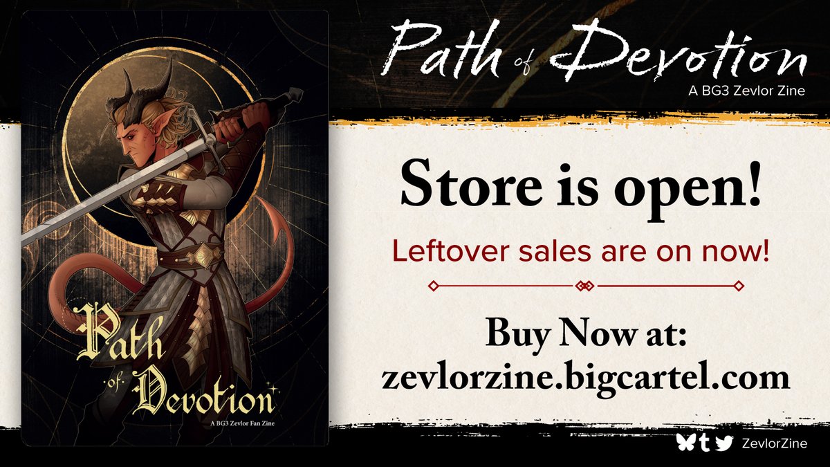 Missed your change to buy the zine or purchase the digital? Don't worry! You can buy them now during our leftover sales! Buy now at: zevlorzine.bigcartel.com!

#bg3 #zevlor #BaldursGate3 #baldursgate3fanart