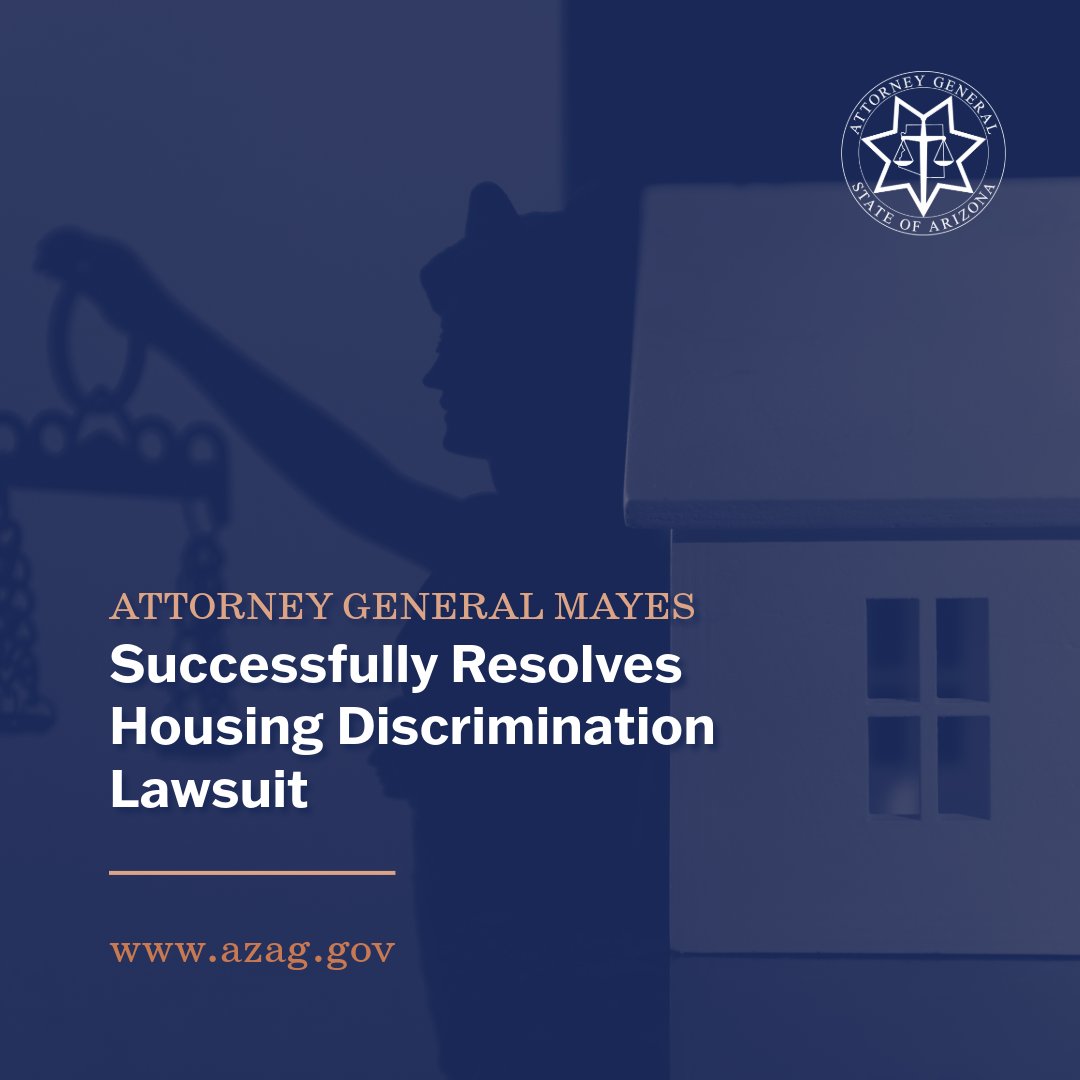 The journey toward fair housing for all is far from over. My office is committed to protecting fair housing rights in Arizona, including the right to access safe and affordable housing free from discrimination.

Full press release: azag.gov/press-release/…