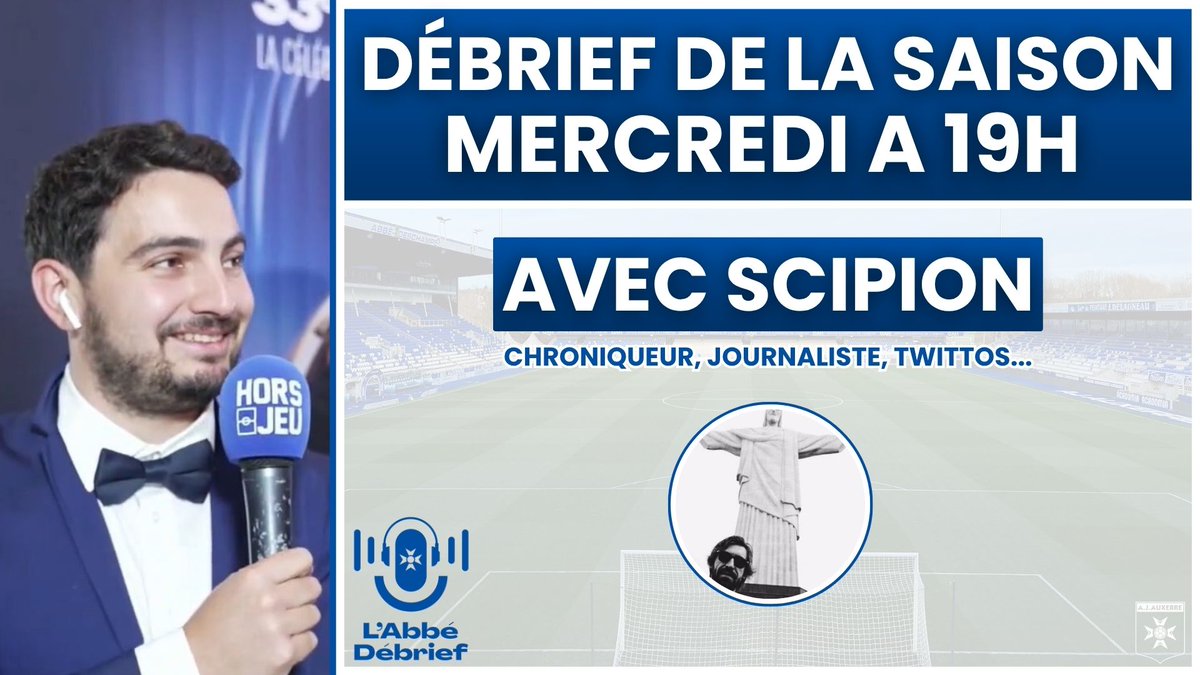 🚨#TeamAJA Pour démarrer la soirée, j'ai le plaisir de vous annoncer que je serai en direct demain à 19h sur Twitch avec un invité de marque.

<a href="/Scipionista/">Scipion</a> sera avec moi pour faire le bilan de la saison ! 🤝

On vous attend nombreux et avec un accueil à la hauteur #TeamAJA ! 🔵⚪️