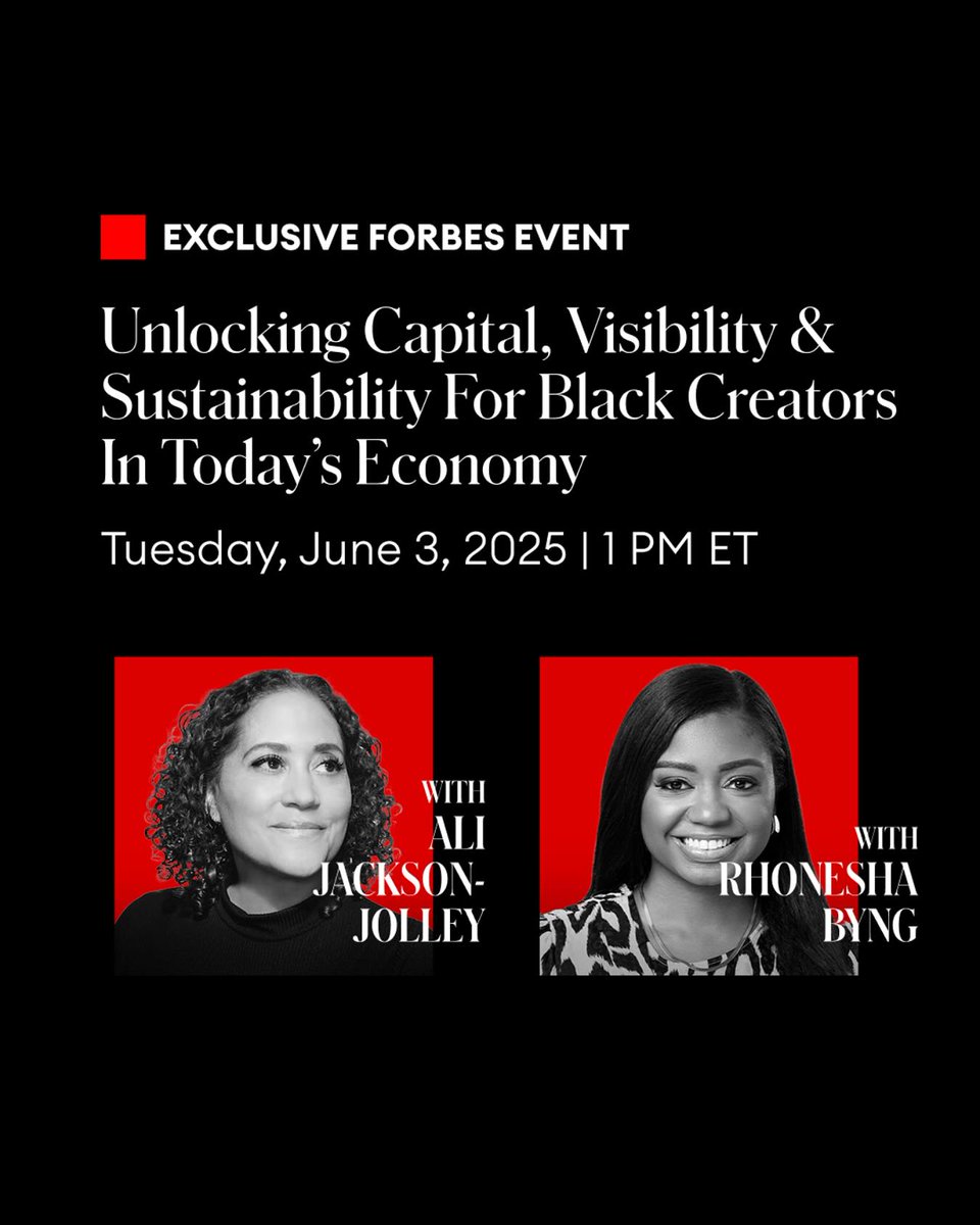 Join us June 3rd at 1 PM EST for an inspiring conversation on, Unlocking Capital, Visibility Sustainability For Black Creators in Today's Economy. Register today at: forbes.com/sites/members-…

ForbesBLK members can register for free on Forbes Communities Network!