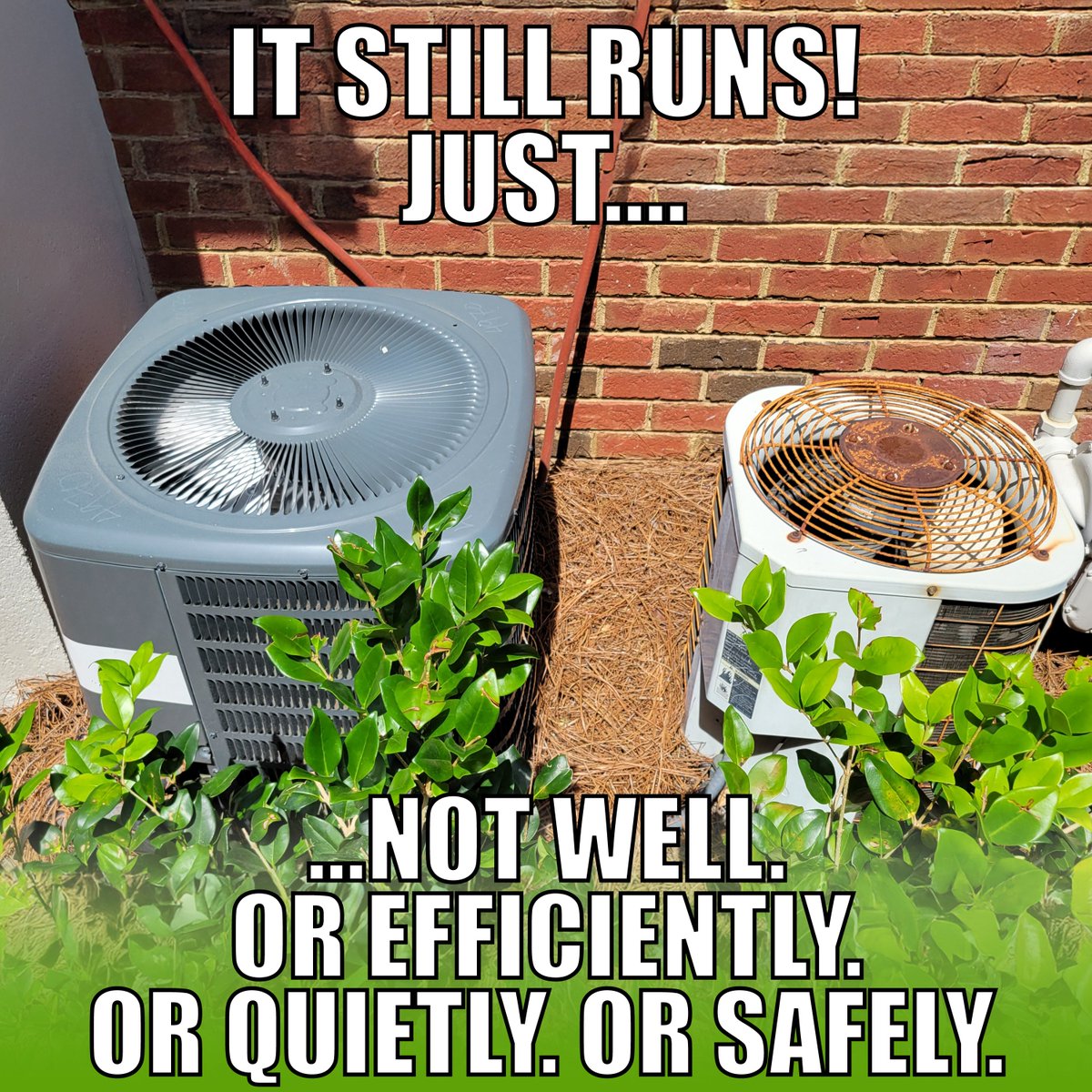 ArmstrongHVAC's tweet image. Old, rusted, or noisy outdoor AC unit? 😬 It might be time for a replacement.
❌ High energy bills
❌ Strange sounds
❌ Safety concerns

Don’t wait for the summer heat to hit! 🔥

📞 Call 833-789-9100 for a FREE estimate today.
#HVAC #ACReplacement #HomeComfort