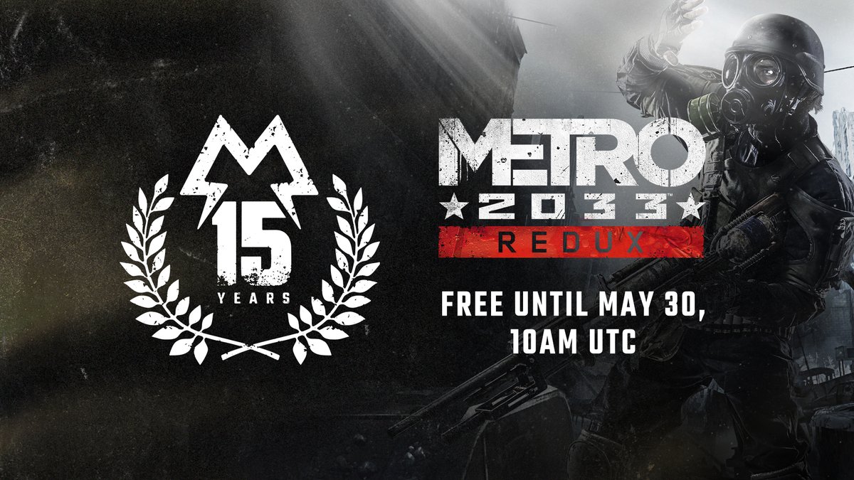 15 YEARS OF METRO

Grab Metro 2033 Redux for free through May 30 to celebrate #Metro15 xbx.lv/3FmPSzc