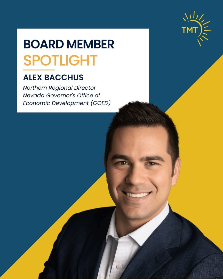 Meet Alex Bacchus, Northern Regional Director at <a href="/DiversifyNevada/">Nevada GOED</a> and a dedicated TMT board member. With 10+ years in finance and a passion for civic engagement, Alex helps drive economic growth and opportunity across Nevada.

Learn more: 
[LINK] truckeemeadowstomorrow.org/who-we-are