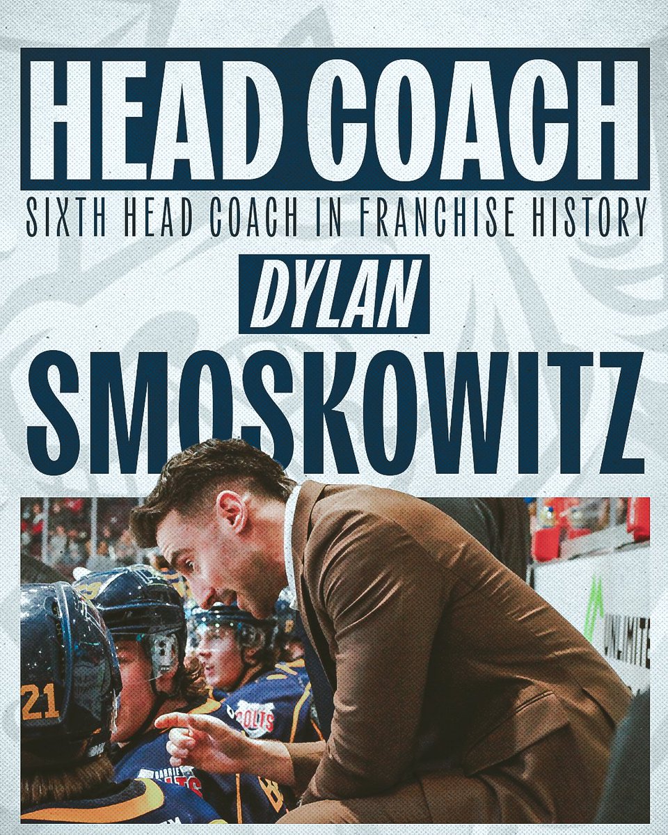 OHLBarrieColts's tweet photo. Dylan Smoskowitz named sixth Head Coach in franchise history!

🗞️ https://t.co/PxM5GouLj9

#GiddyUp | @OHLHockey https://t.co/dSqeKm5HGc
