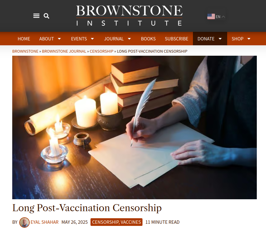 Dans cet article du Brownstone Institute, Eyal Shahar, professeur émérite, détaille ses efforts infructueux pour faire publier ses lettres dans des revues biomédicales concernant les vaccins anti-Covid. Il présente spécifiquement une lettre rejetée par le Journal of Infection qui