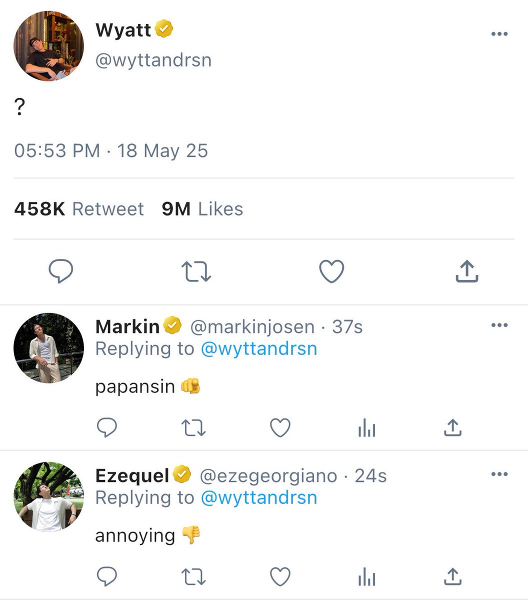 raraverse_'s tweet photo. idk you yet
#willca au

famous actress Beyond accidentally quoted a tweet of Wyatt forgetting to change acc, accusing the actor of being “papansin”.

or strangers in the eyes of the public but in reality, they’ve been secretly married for a year— stuck in a “loveless” marriage. https://t.co/LCtCG8iiVh