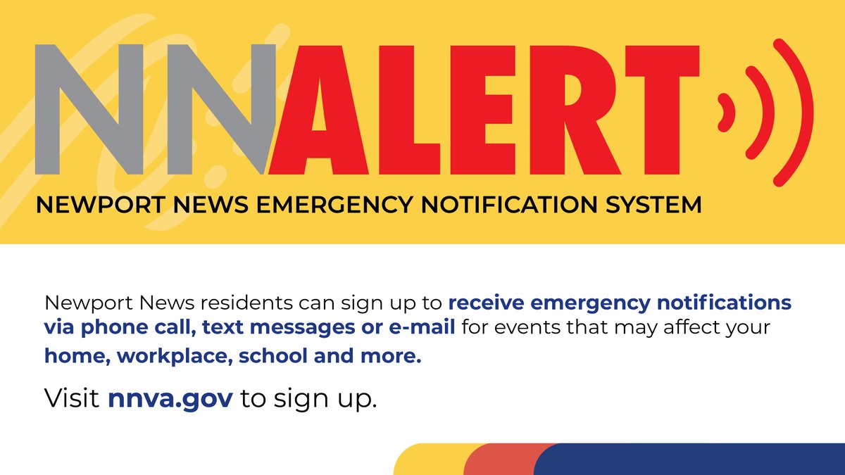 Looking to be more prepared in the New Year? 

Start by signing up for NNALERT to receive emergency notifications directly to your devices for events that may affect your home, workplace, school and more. 🚨

Visit nnva.gov/1556/NN-ALERT to sign up today! #newportnews #nnalert