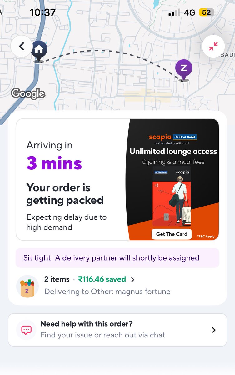 Navdeep371's tweet photo. Hey @ZeptoNow, it’s been over 50 minutes and my order still isn’t delivered. Isn’t this supposed to be quick delivery? What’s going on? #Zepto #DelayedDelivery https://t.co/MYMDoRIz0E