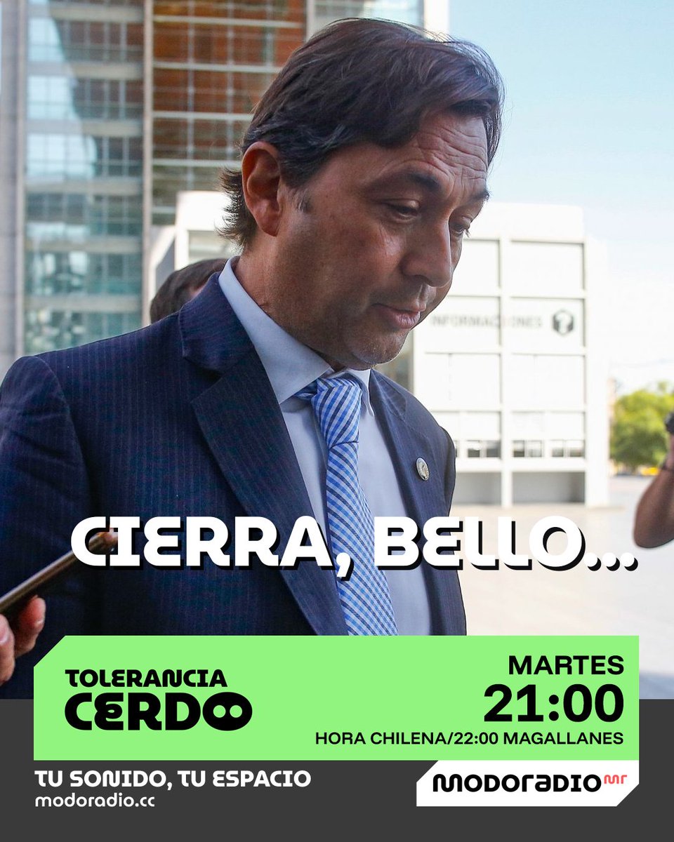 Modoradio (@modoradiomr) on Twitter photo El cierre del caso Sierra Bella, las filtraciones del caso Monsalve, el escándalo de las licencias médicas y el tornado en Puerto Varas.
Todo en menos de 72 horas y que el panel de <a href="/ToleranciaCerdo/">🐖ToleranciaCerdo MR 🐷</a> deberá resumir en menos de 2.
Hoy, el #ContingenciaChallenge, desde las 21:00 El cierre del caso Sierra Bella, las filtraciones del caso Monsalve, el escándalo de las licencias médicas y el tornado en Puerto Varas.
Todo en menos de 72 horas y que el panel de <a href="/ToleranciaCerdo/">🐖ToleranciaCerdo MR 🐷</a> deberá resumir en menos de 2.
Hoy, el #ContingenciaChallenge, desde las 21:00