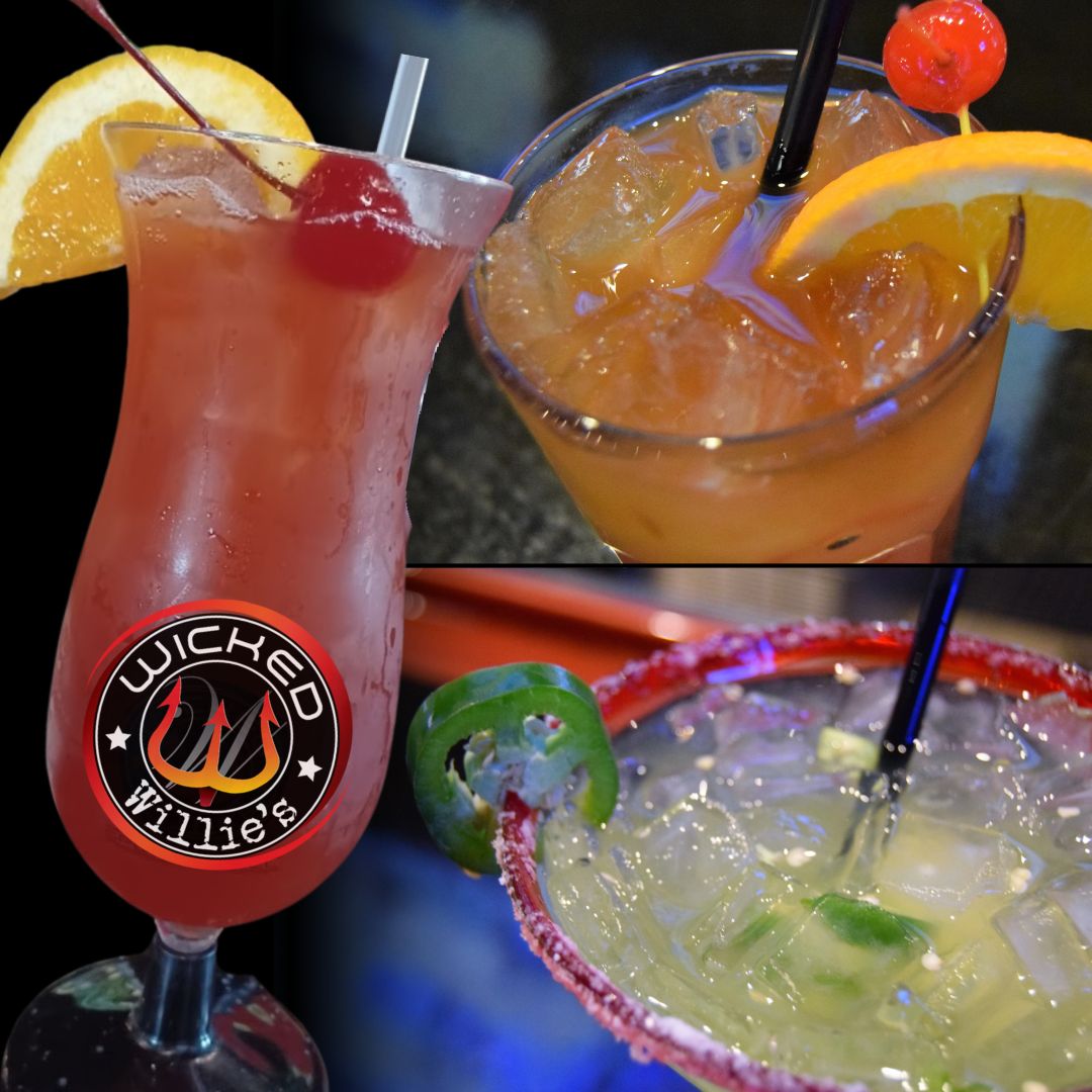 Wicked_Willies's tweet photo. Our bartenders know how to make a drink that packs a punch. 💥🍹😈 Whether you’re into margaritas, hurricanes, a cold beer or a fine wine, we’ve got you covered!🥂 And be sure to check out our #HappyHour details @ https://t.co/9vlzN1IUlh.

#LakeOfTheOzakrs #ItsFiveOClockSomewhere https://t.co/bcppakSqNE