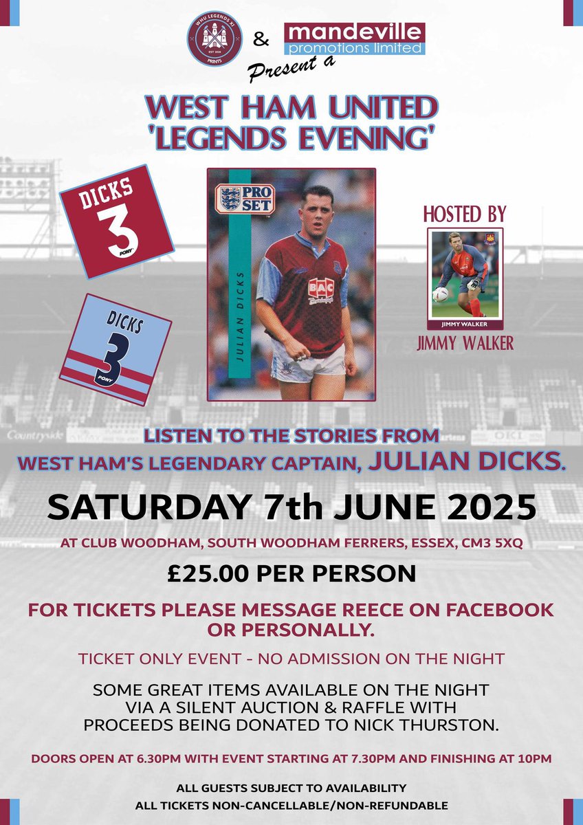 Mandeville Promotions Limited (@mandevilleprom2) on Twitter photo Really looking forward to this with <a href="/whulegends_XI/">WHU Legends XI Prints ⚒</a> and <a href="/JulianDicks3050/">Julian Dicks</a> & <a href="/jimmywalker001/">Jimmy Walker</a> on 7th June - with great people, for a great cause Really looking forward to this with <a href="/whulegends_XI/">WHU Legends XI Prints ⚒</a> and <a href="/JulianDicks3050/">Julian Dicks</a> & <a href="/jimmywalker001/">Jimmy Walker</a> on 7th June - with great people, for a great cause